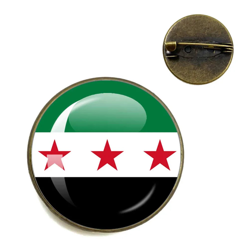 Syria National Flag Glass Cabochon Pendant Keychain Metal Keychain Fashion For Women Men Charm Handmade Car Keyring Jewelry Gift