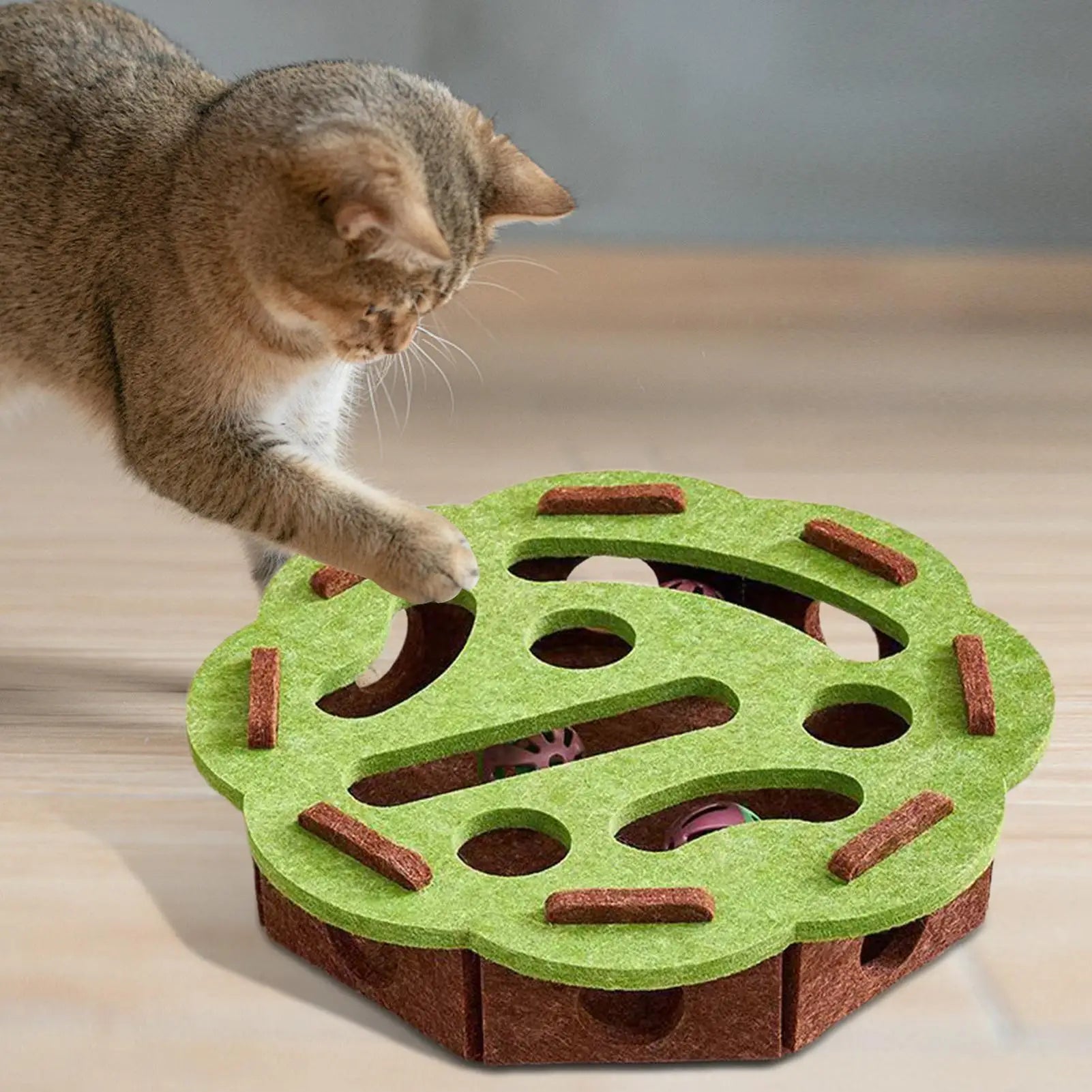 Cat Enrichment Toys Interactive Cat Toy Puzzle Games Felt Pet Supplies with Bell Kitten Accessories Maze Game for Enrichment