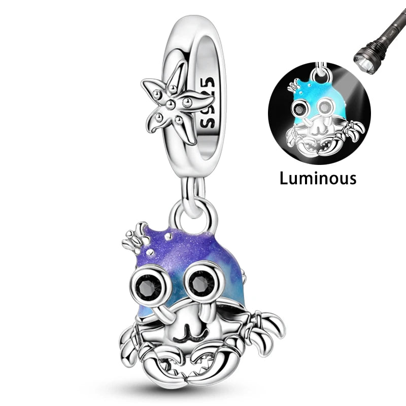 Fashion 925 Sterling Silver Summer Ocean World Series Sea Turtle Starfish Crab Octopus Charms Beads Fit 925 Bracelet DIY Jewelry