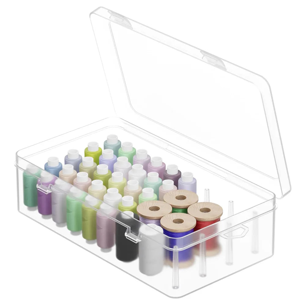 42 Spools Sewing Thread Box Storage, Clear Plastic Thread Spools Holder, Embroidery Organizer Bobbins Storage Case
