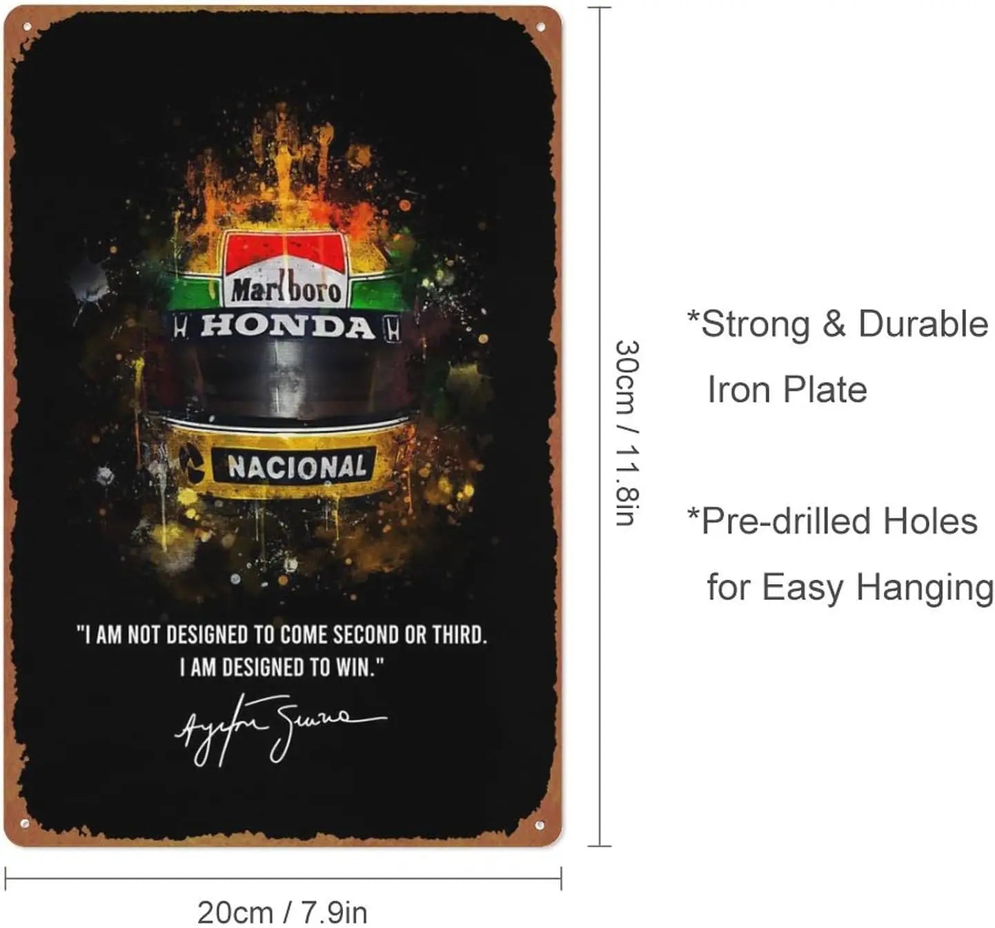 Ayrton Senna Poster Retro Metal tin Sign Halloween Tin Sign,Cave,Bar,Club, Home Wall Art Metal Tin Sign 8x12 inches