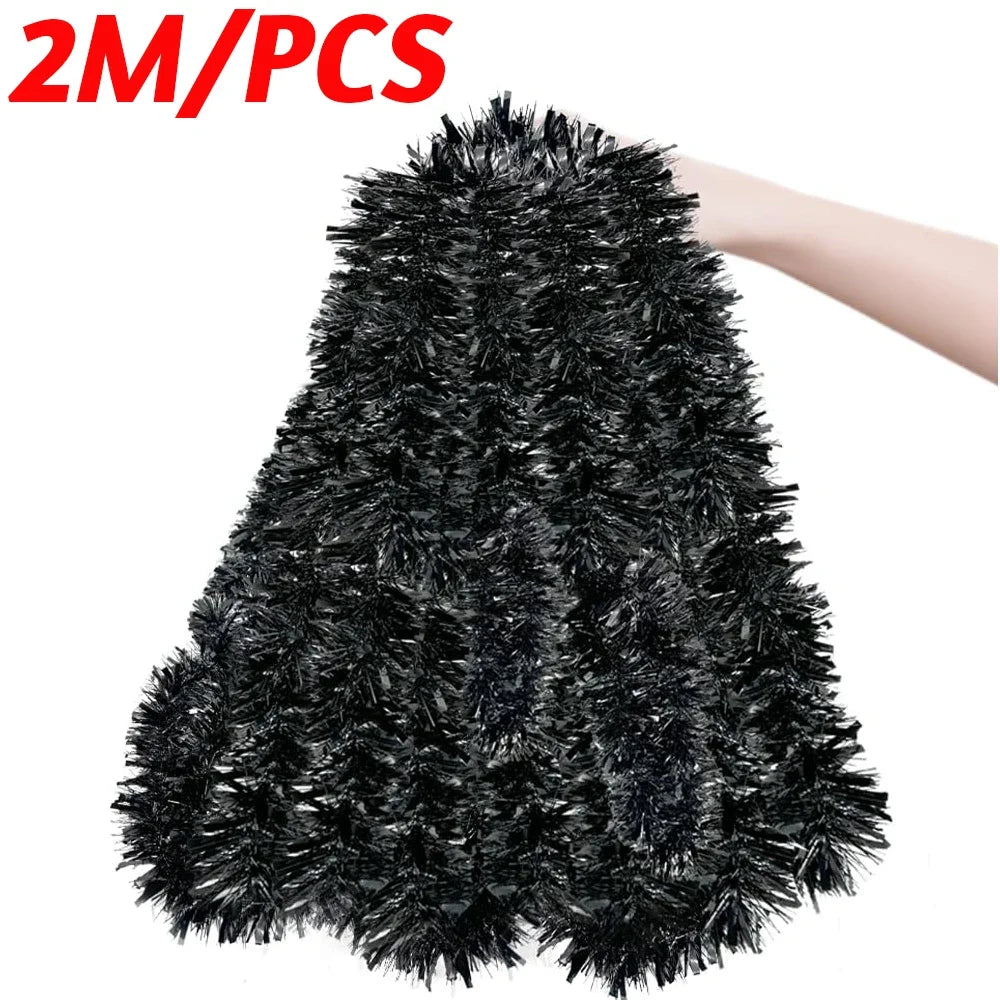 30/2M Black White Ribbon Garland DIY Xmas Tree Hanging Ornament Christmas Halloween Wedding Birthday Party Decoration Supplies