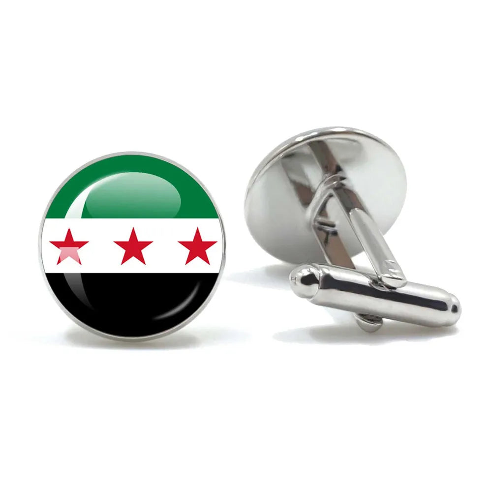 SKY FLAG Syria Flag National Keychain Glass Cabochon Heart-Shape Pendant Keychain For Women Men Charm Fashion Jewelry Gift