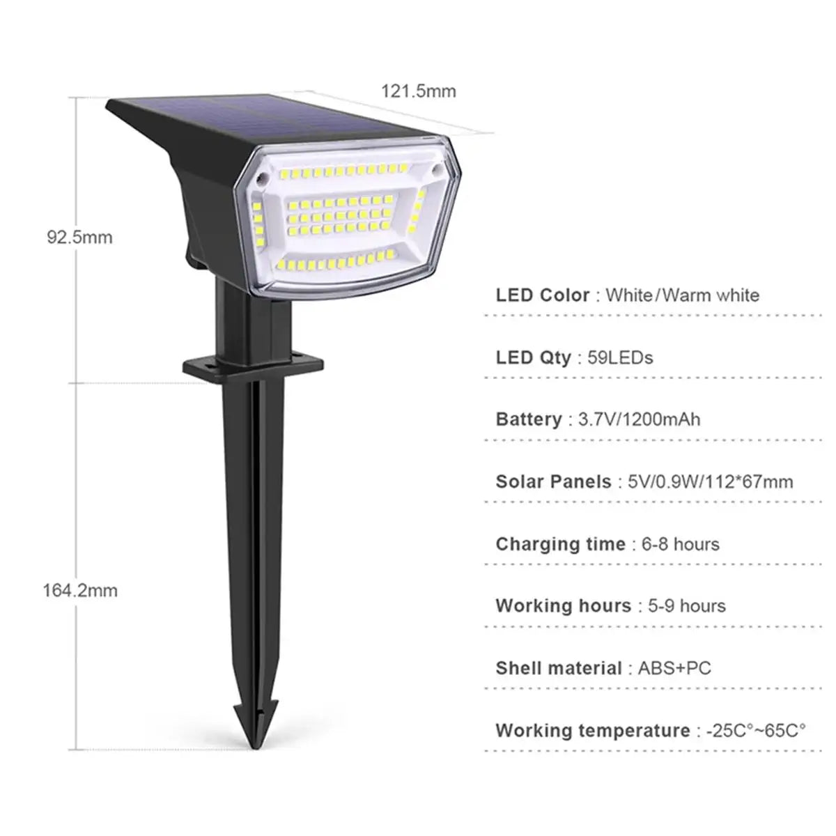 Solar Led Spotlight Landscape Lamp Outdoor Lights Garden Adjustable Walkway Powered Yard Waterproof Spike Warm White Stake Lawn