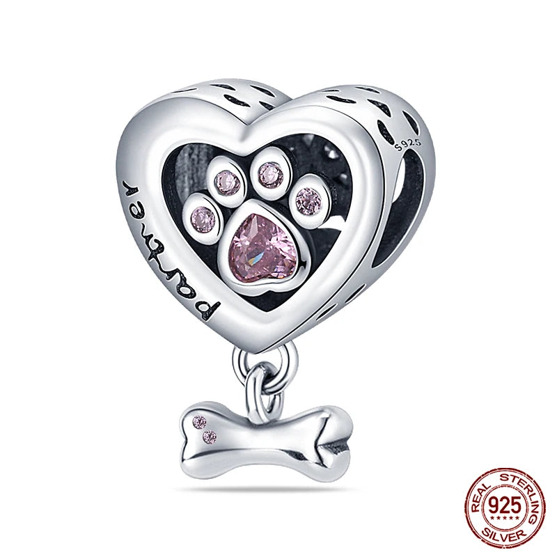 Real 925 Sterling Silver Pink Series Heart Charms Beads Fit Qikaola 925 Original Bracelets DIY Mother's Day Jewelry Gift For Mom