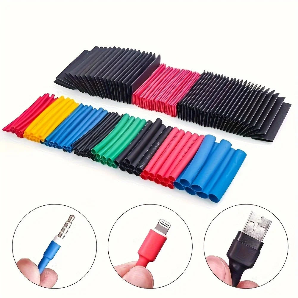 164/560pcs Polyolefin Heat Shrink Tubing Set 2:1 Shrink Ratio for Wires Cables Multicolor Sleeves