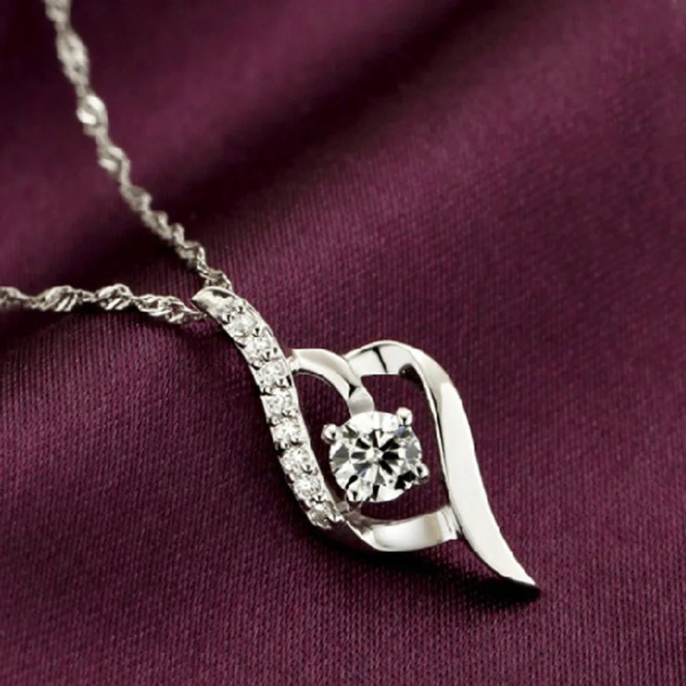 925 Sterling Silver Necklace for Women Simple Irregular Heart Moon Trendy Simple Geometric Handmade Chocker Fine Jewelry