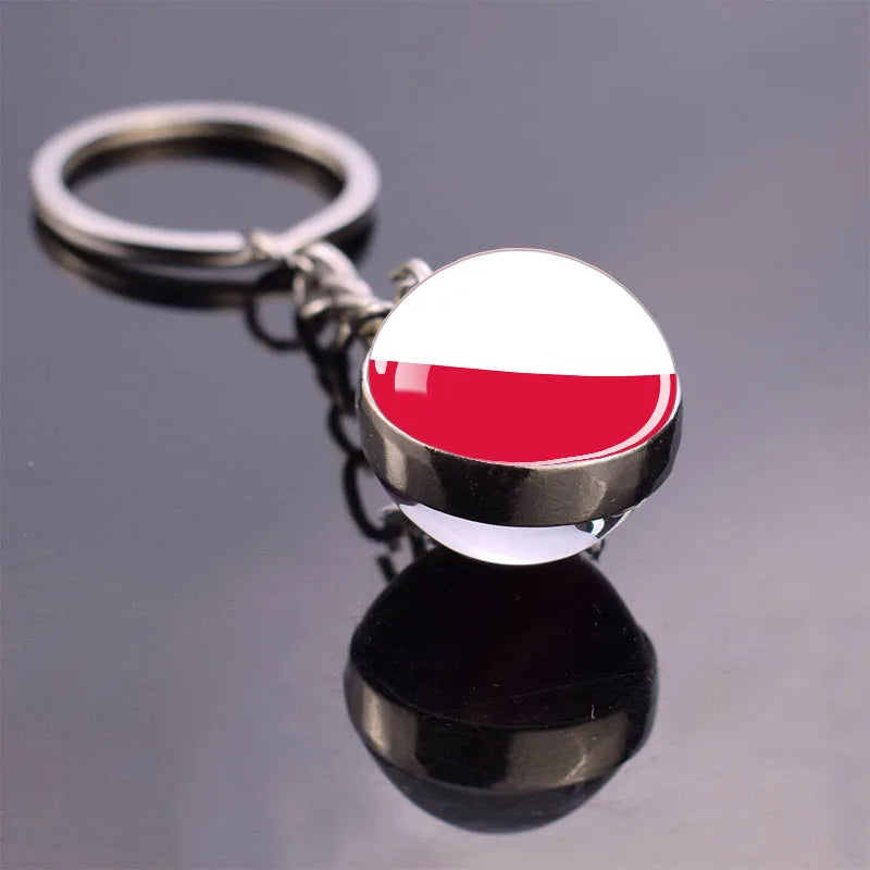 Europe Countries Flag Glass Ball Keychain Russia France Spain UK Italy Poland Ukraine Flag Keyring Travel Gift
