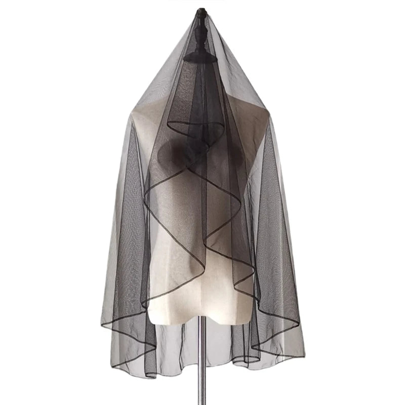 Halloween Black Veil Bridal Lace Tulle Veil Theme Party Performance Headdress Carnival Cosplay Hair Accessories