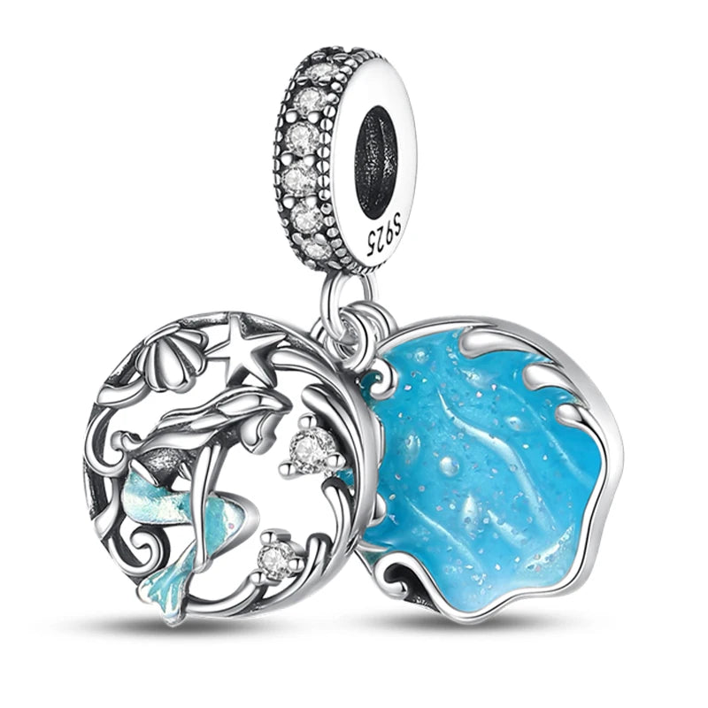 Fashion 925 Sterling Silver Summer Ocean World Series Sea Turtle Starfish Crab Octopus Charms Beads Fit 925 Bracelet DIY Jewelry