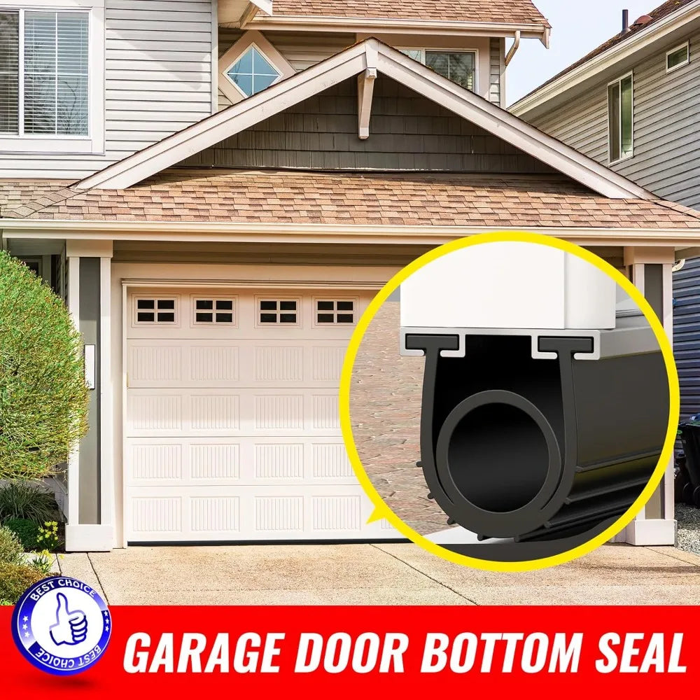 Garage Door Bottom Seal with Predrilled Aluminum Track Retainer Base Kit,Heavy Duty U+O Ring Combination Weather Stripping Seals