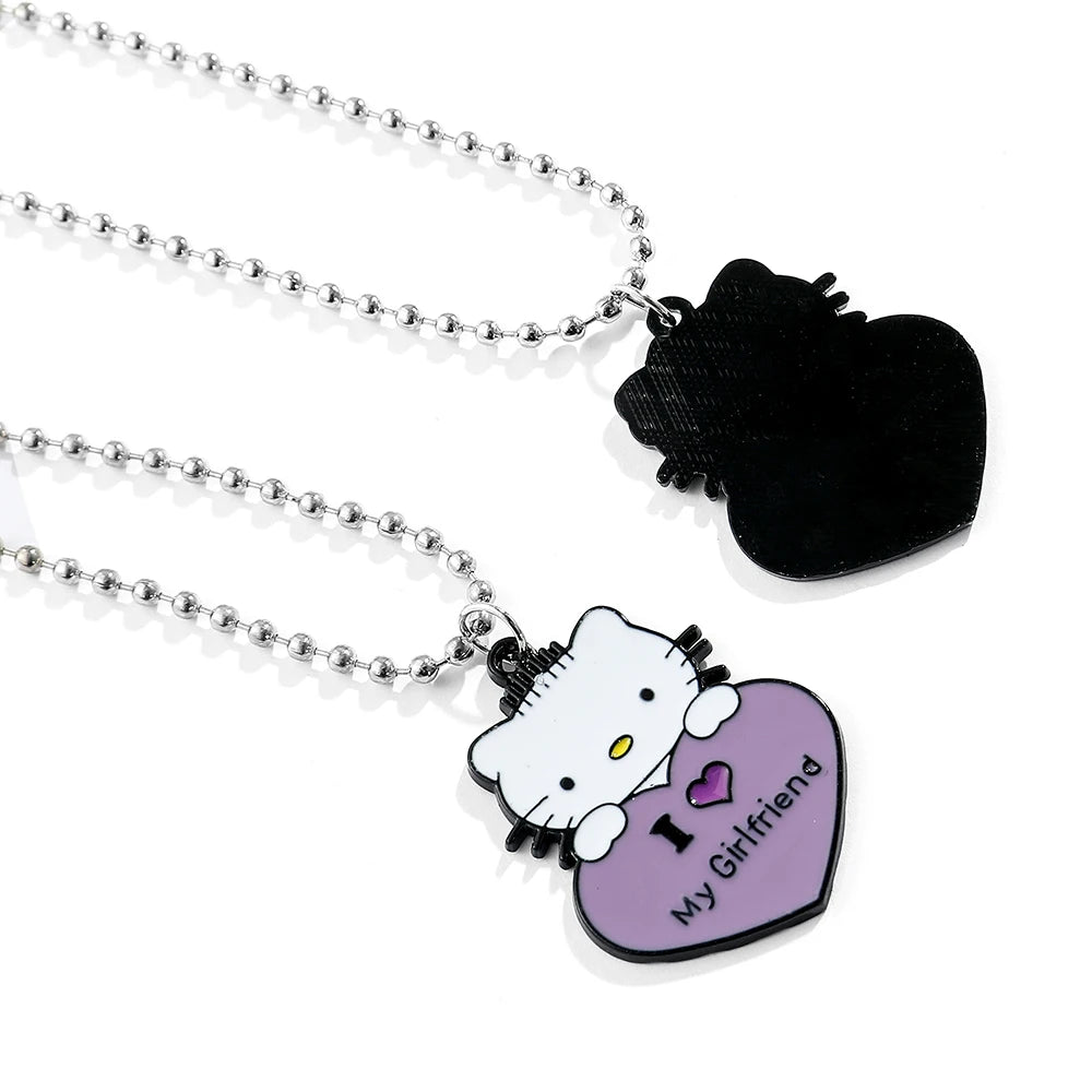 Hello Kitty Bead Necklace 1 PC Cartoon Anime Metal Pendant Unisex Birthday Christmas Gift for Boyfriend Girlfriend