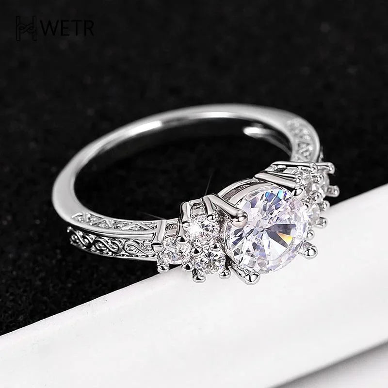 Exquisite Fashion Silver Color Engagement Rings For Women Fashion White Zircon Stones Ring Anniversary Bridal Wedding Jewelry