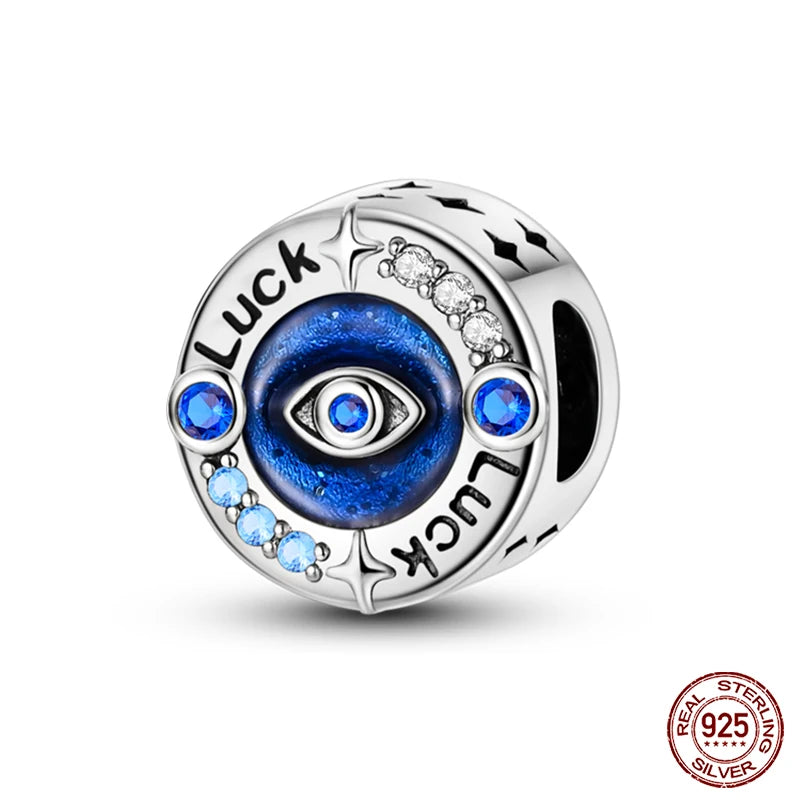 100% Real 925 Sterling Silver Classic Devil's Eye Charms Beads For Women Fit Original Qikaola Bracelets Fine DIY Jewelry Making
