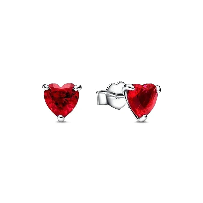 New Original 925 Sterling Silver Crown Bow Heart Set Ring Necklace Earring Crystal Women Valentine's Birthday Gift DIY Jewellery