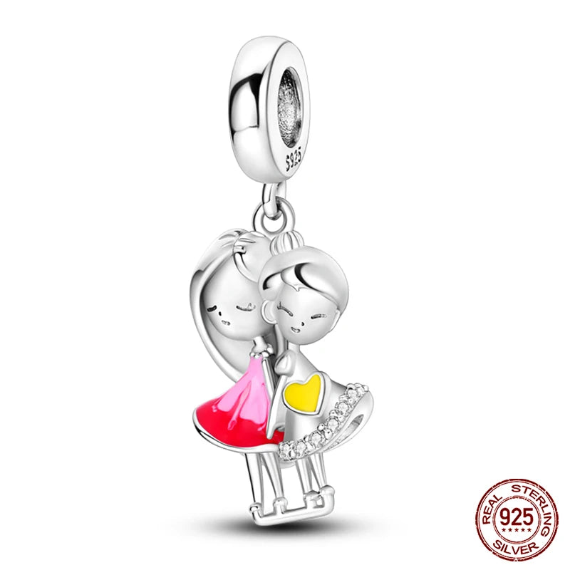 new in Real 925 Sterling Silver Boys and Girls Bicycle Charms Beads Fit Qikaola 925 Original Bracelets Fine DIY Jewelry Making