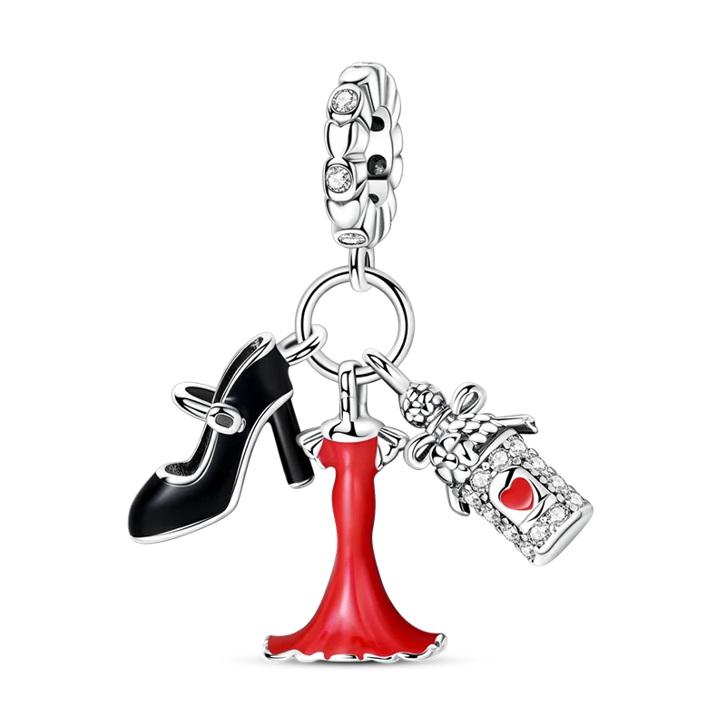 Original Charms Bead 925 Sterling Silver Inlaid Zirconium Bowknot Love Heart Balloon Pendants Fit Bracelet DIY Jewelry Marking