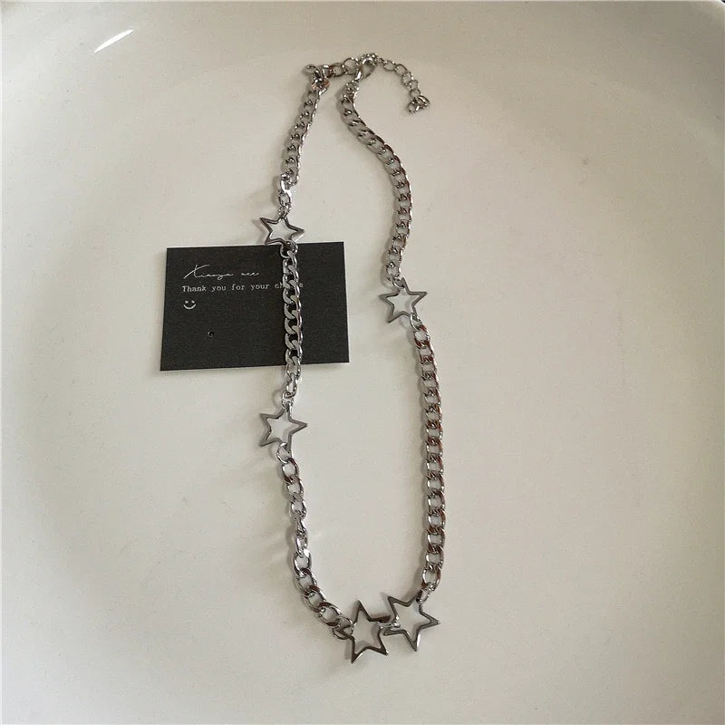 Punk Gothic Red Glass Cross Heart Pendant Pearl Necklace For Women Men Hip Hop Y2K 90s Short Choker Charms Jewelry Accessories