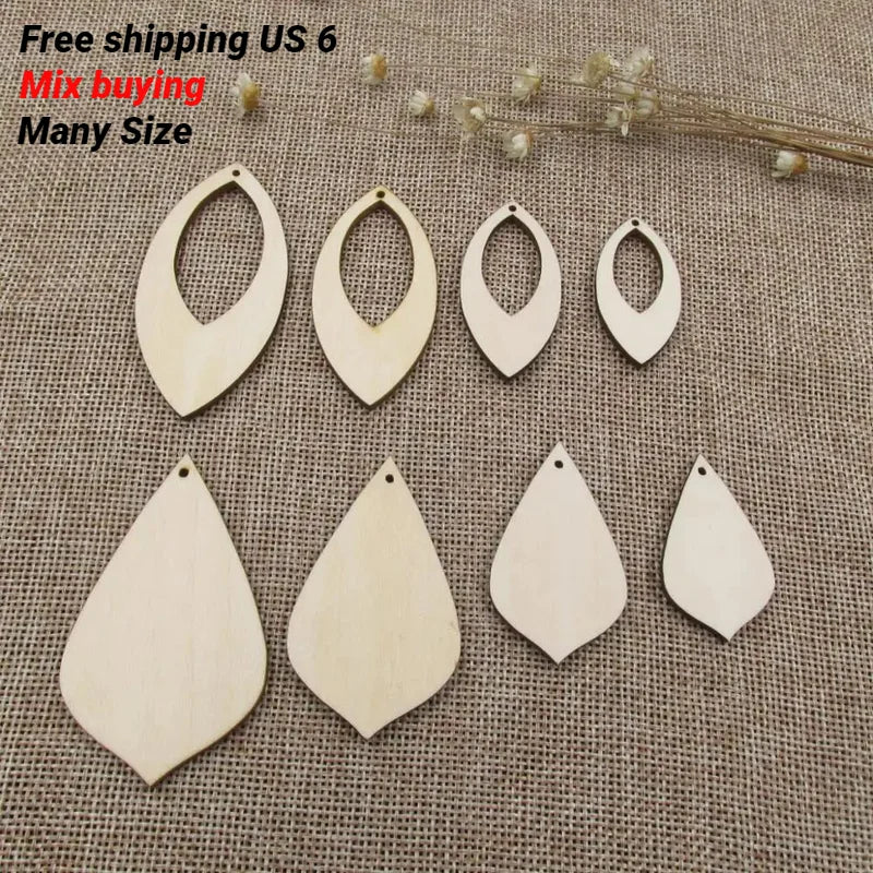 Unfinished Blank Wood Leaf Leaves Shape Cutout Plywood for DIY Dropearring, Jewelry Project, Painting Making