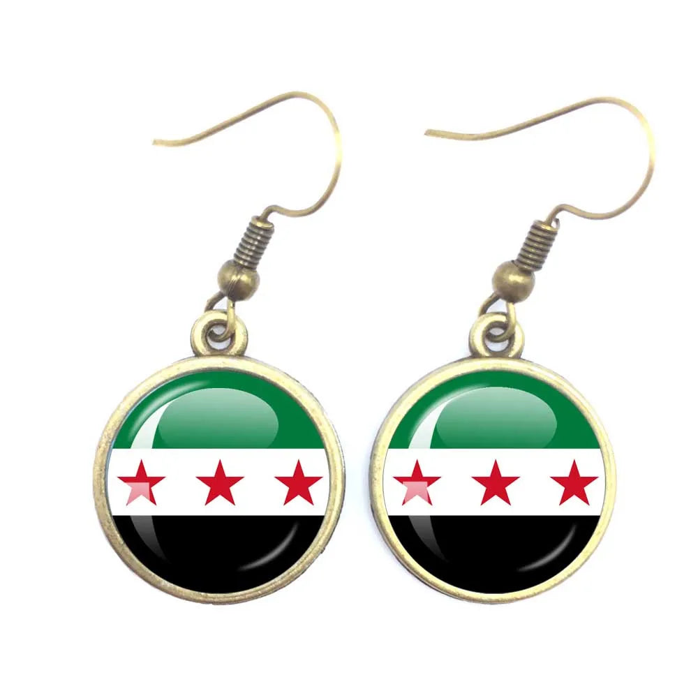 Syria National Flag Glass Cabochon Pendant Keychain Metal Keychain Fashion For Women Men Charm Handmade Car Keyring Jewelry Gift