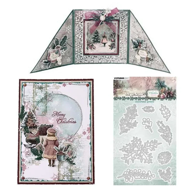 Christmas Blush Winter crackle Holiday Snowy Star frame Metal Cutting Die Silicone Stamp Scrapbook Stencil Photo Album DIY Paper