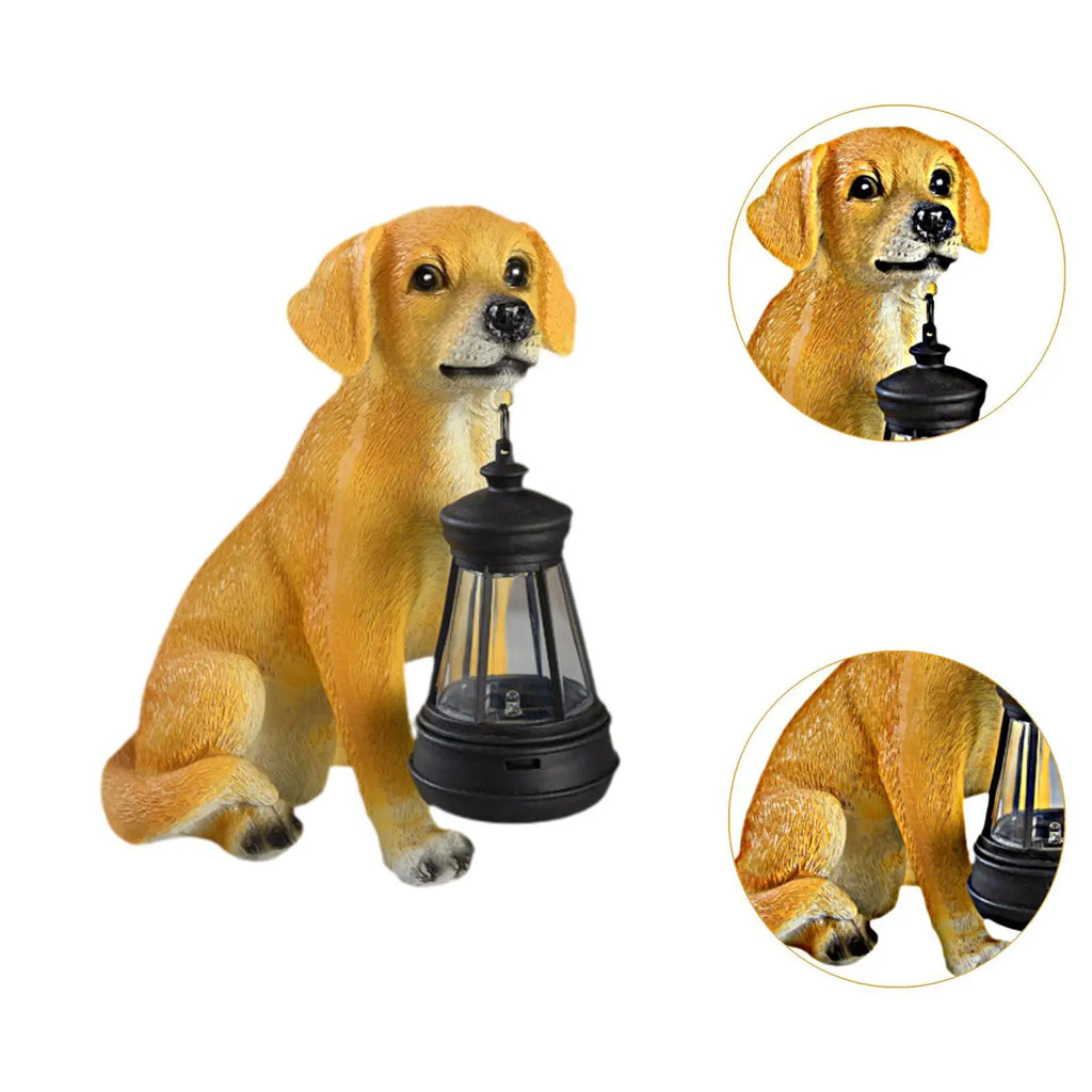 Garden Statue with Solar Lantern Figurine for Outside Lawn Garden