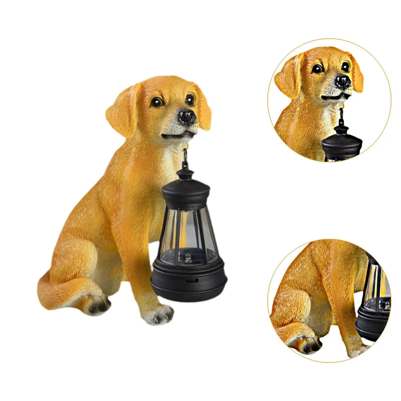 Garden Statue with Solar Lantern Figurine for Outside Lawn Garden