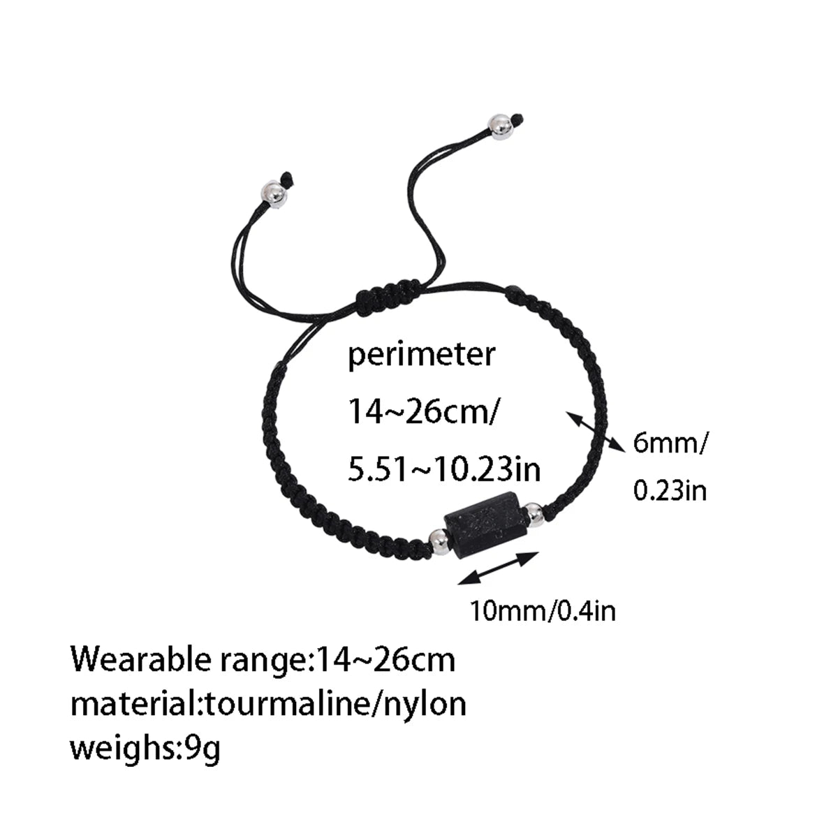 Black Tourmaline natural Bracelet for Men Women Healing Crystal Handmade Stretch Natural Stone Beaded Adjustable Jewelry Gift