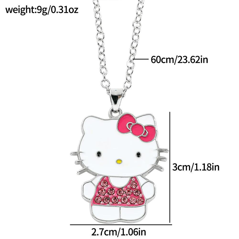 Sanrio HelloKitty Collection Sweet Cute Creative Enamel Pendant Necklace Fashion Charm Jewelry Girl Party Gift