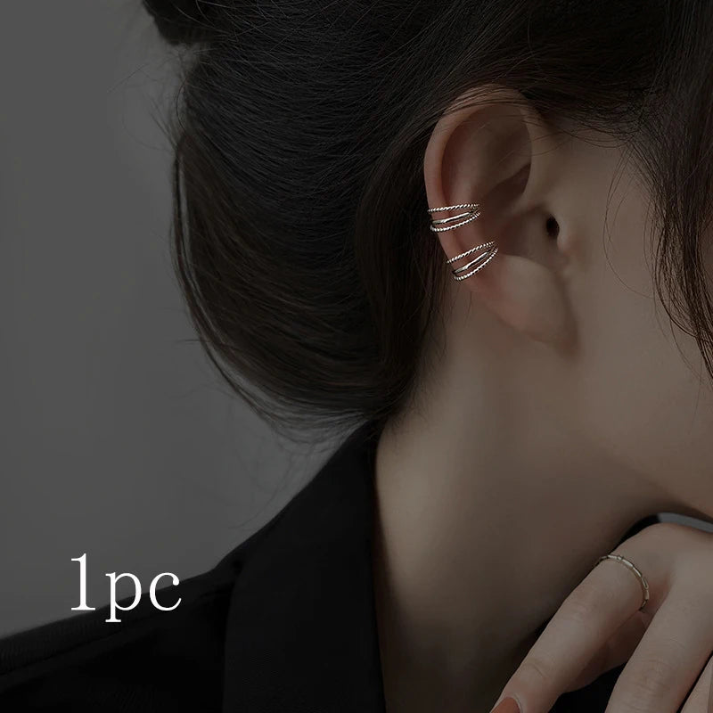 Korean Exquisite Zircon Star Ear Clip for Women Without Piercing Long Tassel Sweet Ear Cuff Clip Earrings Wedding Jewelry Gift