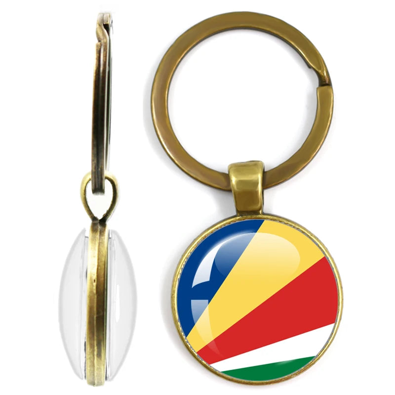 National Flag Glass Double-Sided Keychain Ethiopia Islas Canarias Kenya Sudan Madeira Melilla South Sudan Ceuta Seychelles
