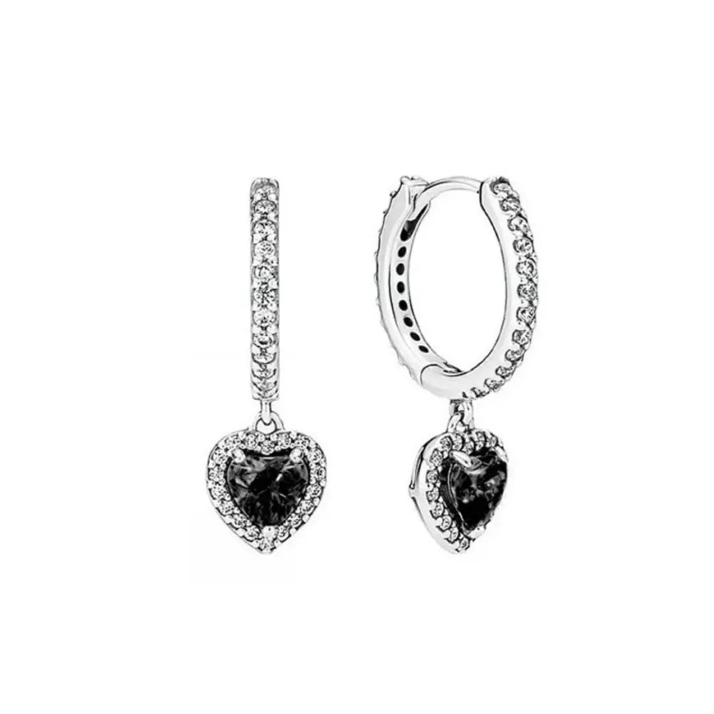 2025Hot Selling 925 Sterling Silver Heart-Shaped Colored Zircon Exquisite Earrings, Suitable For Girls' Charming Jewelry Gifts
