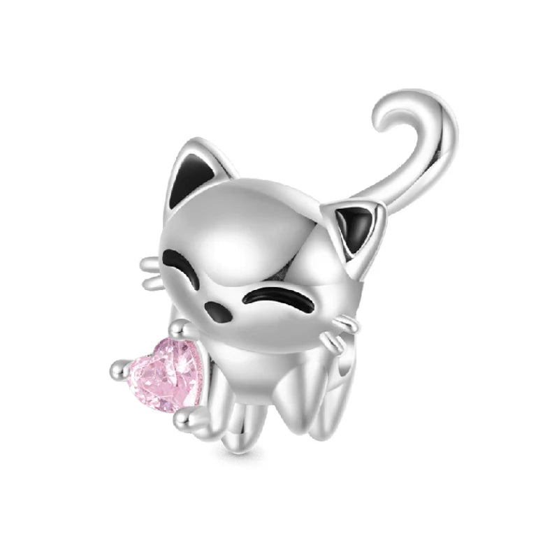 Animals Series Charms 925 Silver fortune Cat Pets Fit 925 Original Bracelet Necklace DIY Pendants Fashion Jewelry For Woman