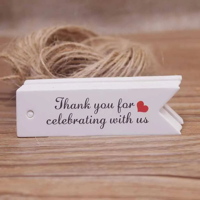 100pcs Kraft Gift Tags with 20m Rope Thank You Paper tags for  Gift New Year Halloween Christmas Label Party Decoration