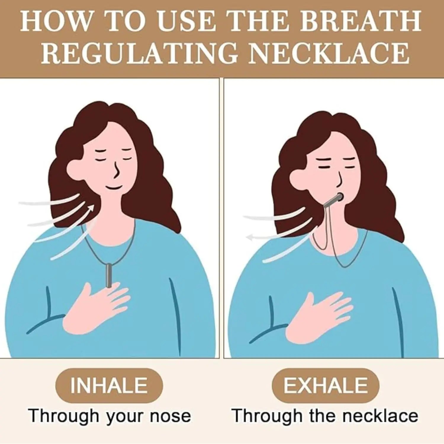 Quit Smoking Vaping Breathing Necklace Smokeless Inhaler Calming Relief Chain with Refillable Mint Pods Mindfulness Breathing