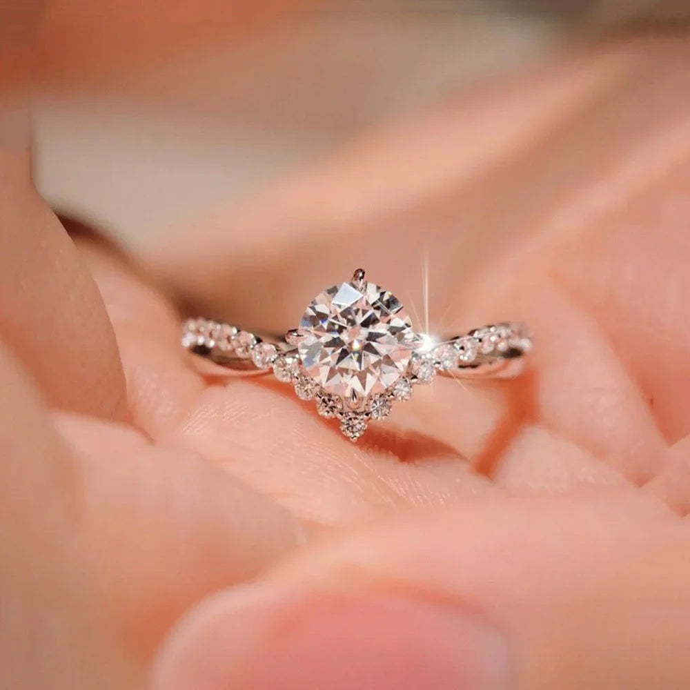 Fashion Luxury Zircon Couple Rings For Women Men Opening Adjustable Wedding Anniversary Engagement Delicate Jewelry Gifts