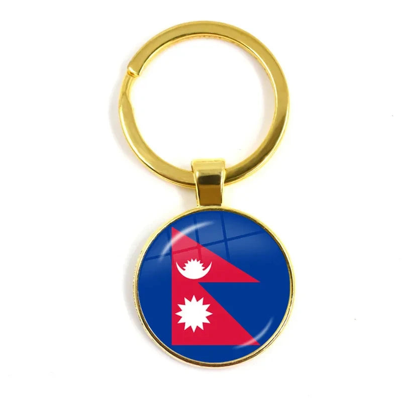 Iraq, Yemen, Nepal, Bangladesh, Maldives, Lebanon Flag Keychain 25mm Glass Keychain As a Gift To Friends  Gift