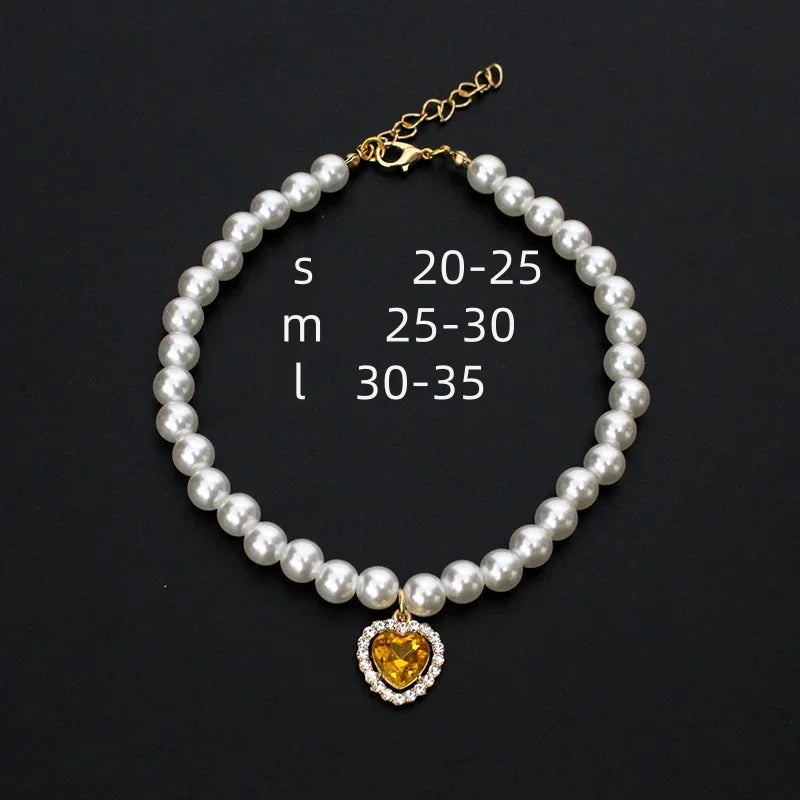 New Cat Collar Decoration Pet Cute Exquisite Neck Kitten Adjustable Summer Cat Necklace High Simulation Pearls Pet Supplies