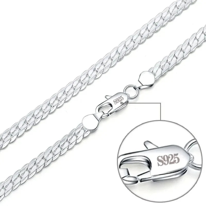 8 Inch 18K Gold Bracelet 5MM Sideways Chain Bracelet For Woman Men Fashion Wedding Engagement 925 Sterling Silver Jewelry Gifts