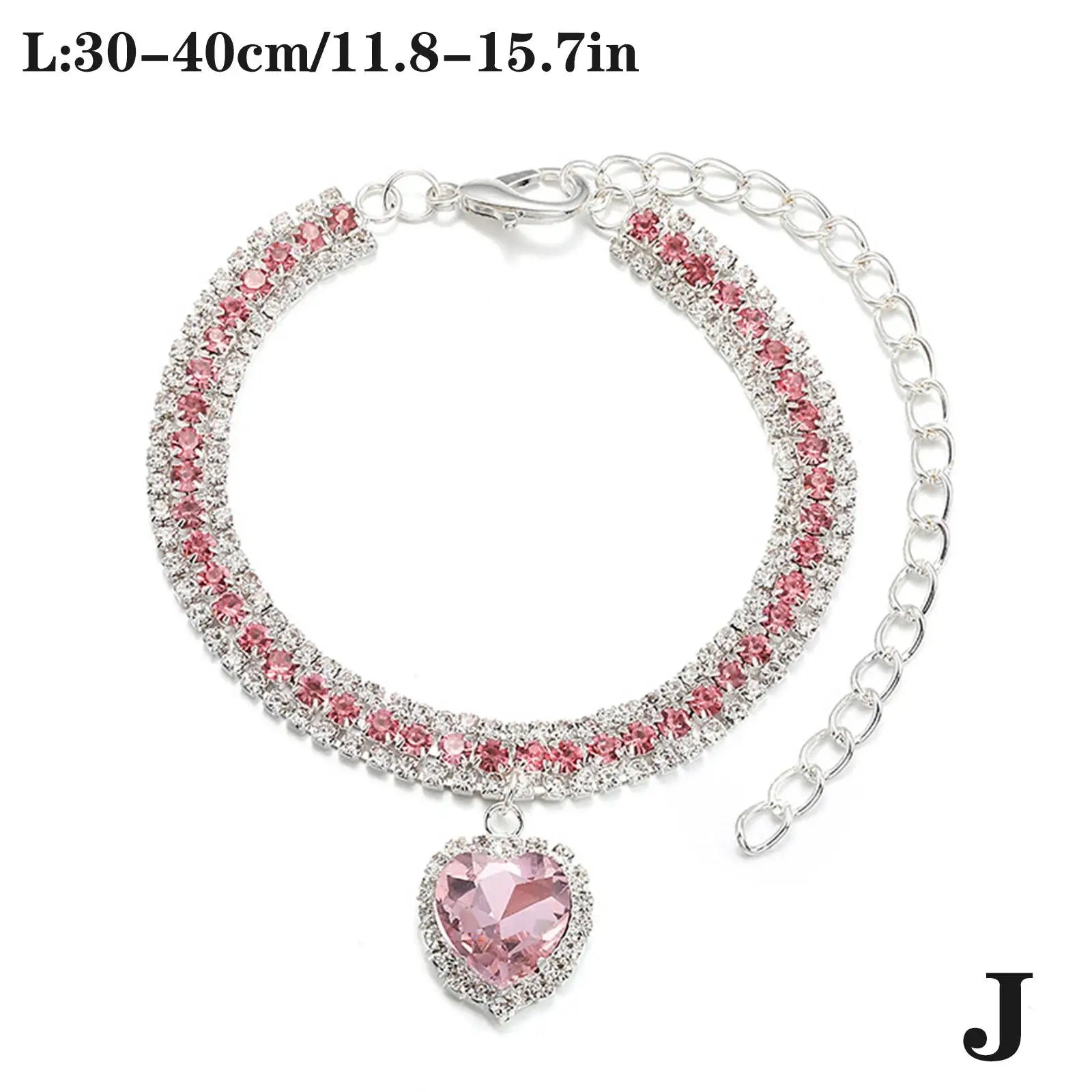 Luxury Crystal Cat Collar Love Pendant Necklace Pet Collar Adjustable Small Dog Cat Neck Ring Rhinestone Collar Pet Accessories