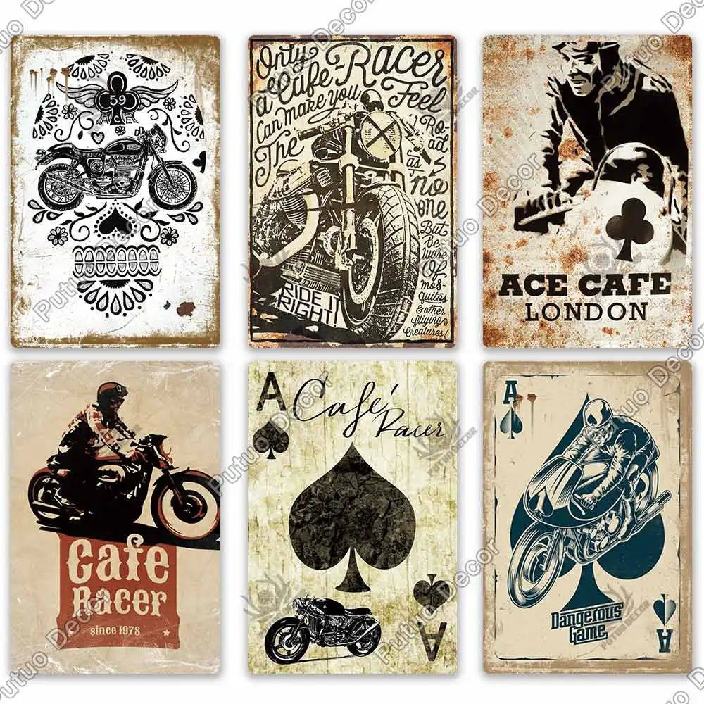 Putuo Decor Cafe Racer Vintage Tin Sign Plaque Metal Wall Art Stickers Garage Man Cave Pub Bar Retro Poster Iron Painting