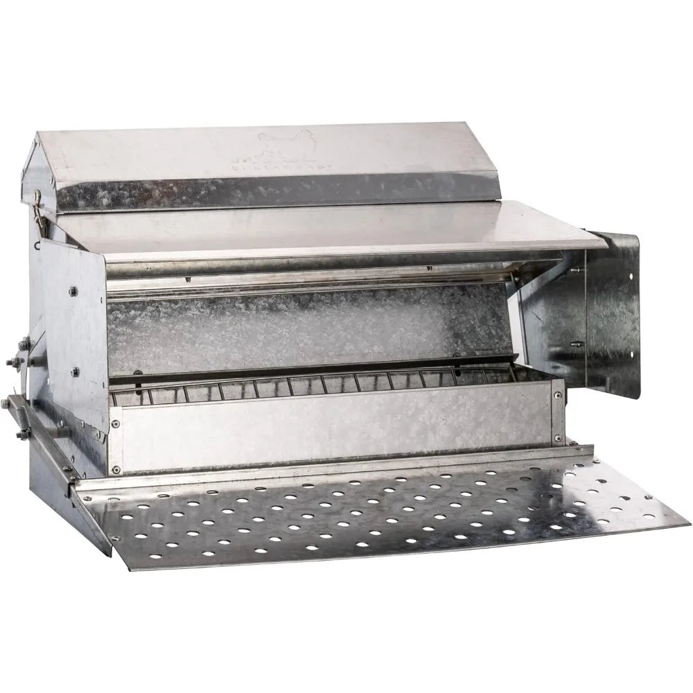 Automatic Metal Treadle Feeder - Outdoor Use, 25lb Capacity