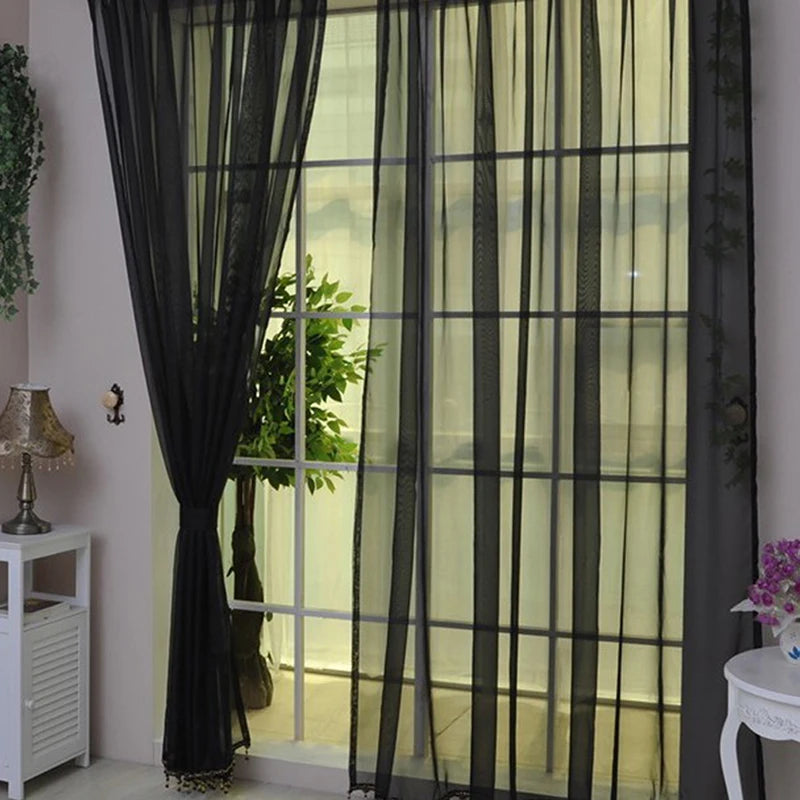 1PC Transparent Window Gauze Mesh Solid Color Curtain Household Products Europe Style Easy To Install Curtain Room Tulle Curtain