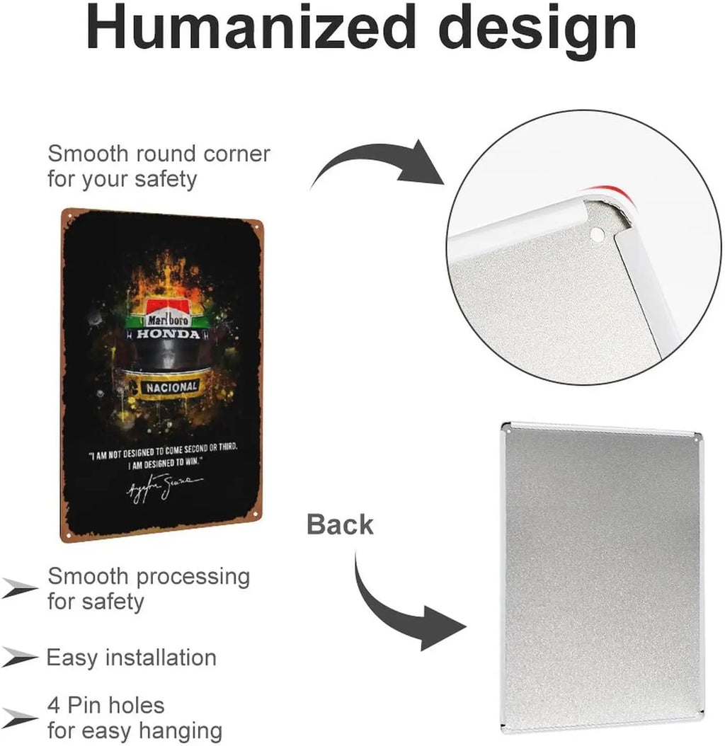 Ayrton Senna Poster Retro Metal tin Sign Halloween Tin Sign,Cave,Bar,Club, Home Wall Art Metal Tin Sign 8x12 inches