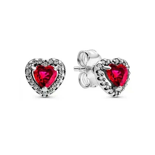 2025Hot Selling 925 Sterling Silver Heart-Shaped Colored Zircon Exquisite Earrings, Suitable For Girls' Charming Jewelry Gifts