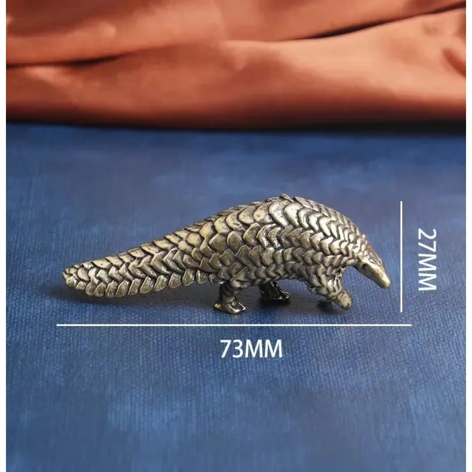 Solid Copper Small Pangolin Figurines Miniature Vintage Bronze Animal Home Ornament Statue Desktop Oranment Craft Gift Accessory