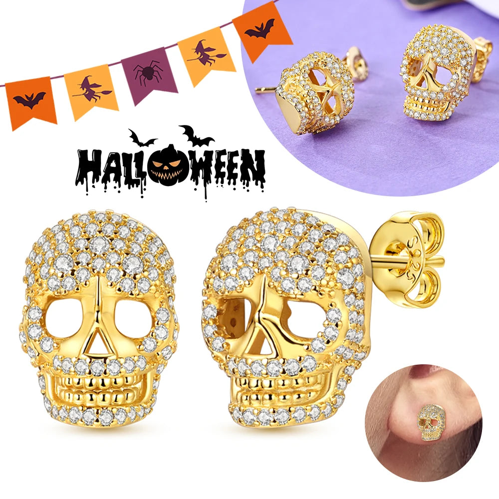 Halloween Pumpkin Bat Ring Earrings halloween charms silver 925 Earring For Women Punk Men's Earrings Fit Party Jewelry Gift