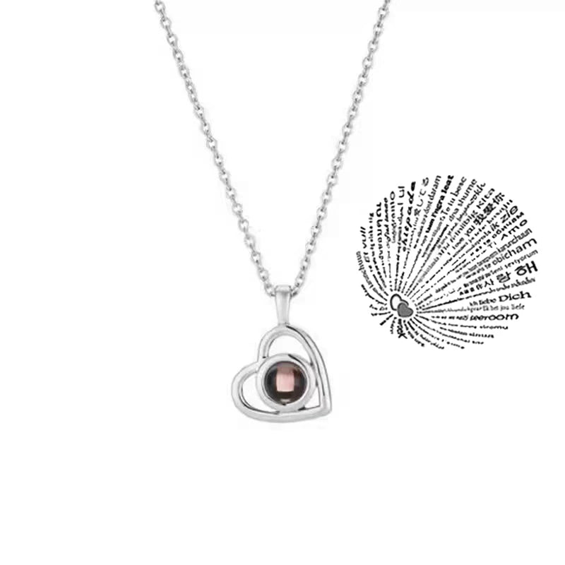 Projection Necklace 100 Languages I Love You Pendant Jewelry For Girlfriend Wife Lover Couple Creative Romantic Necklaces Gifts