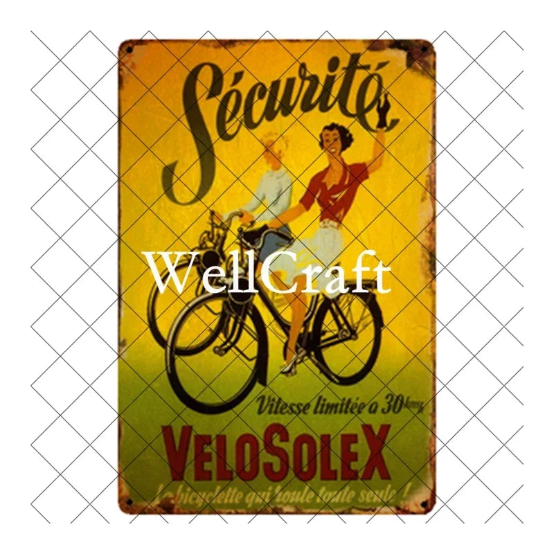 [ WellCraft ] Bicycle Velosolex Tin Signs Retro Bike Wall Plaque Pub Decor WX-11 vintage decor  home decor  room decor