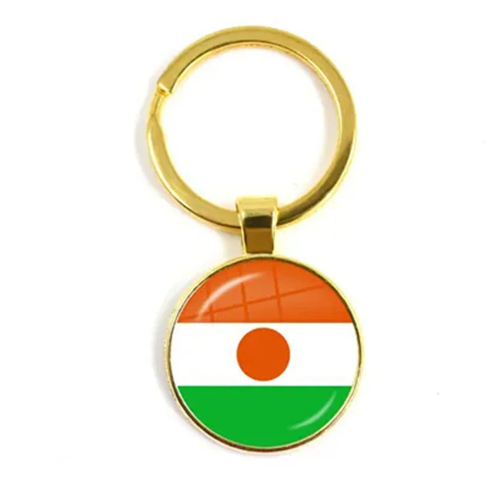 Western Sahara,Guinea,Saint Helena,Niger,Guinea-Bissau,Benin National Flag Keychain 25mm Glass Cabochon Key Rings For Gift